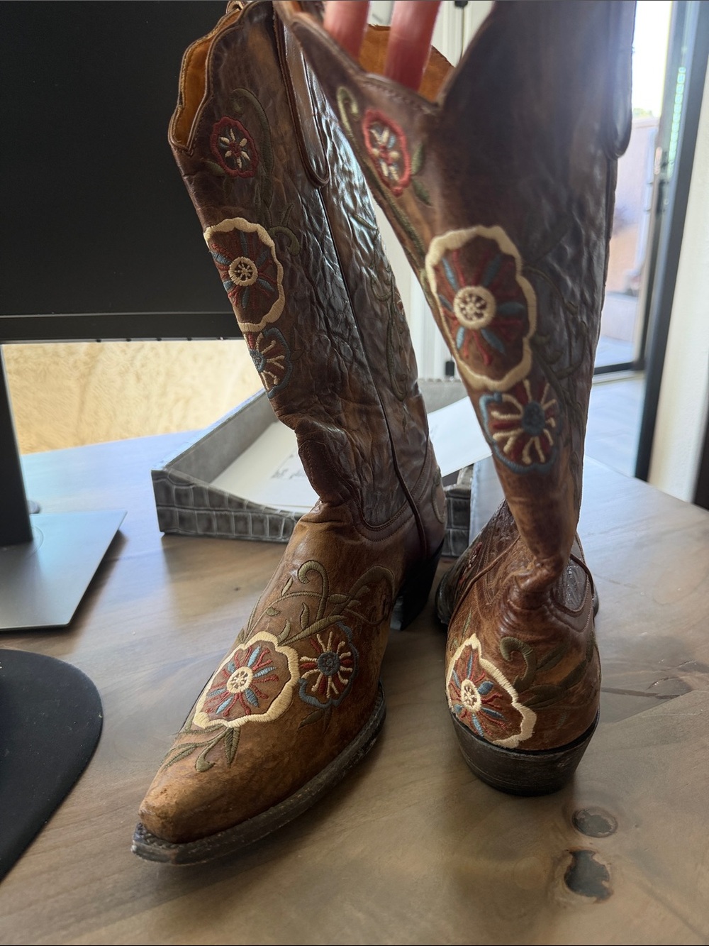 Old Gringo Brown Leather Embroidered Floral Western Boots
